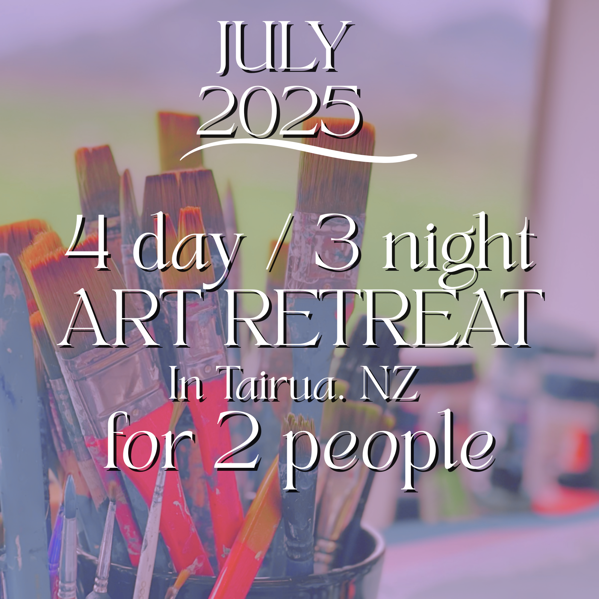 4 DAY / 3 NIGHT Private ART RETREAT in Tairua, NZ for 2 people. -JULY 2025