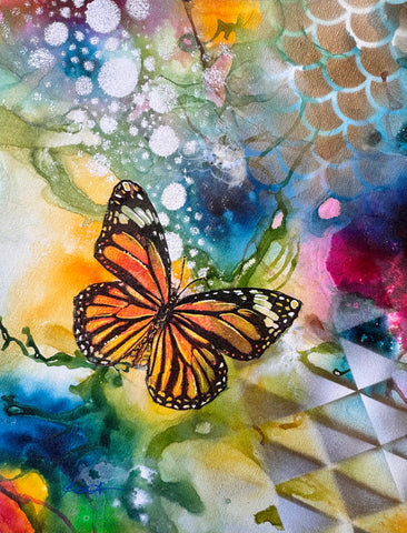 Butterfly Mixed Media mini painting on Unframed canvas