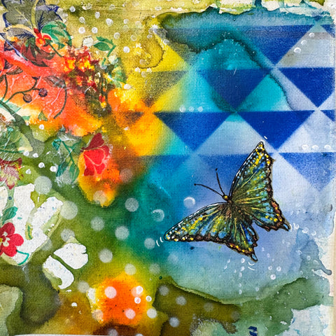 Butterfly Mixed Media mini painting on Unframed canvas