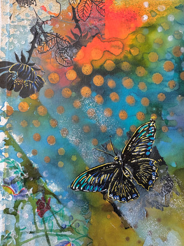 Butterfly Mixed Media mini painting on Unframed canvas