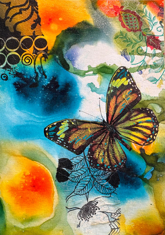 Mixed media on Art Canvas  -Monarch Butterfly