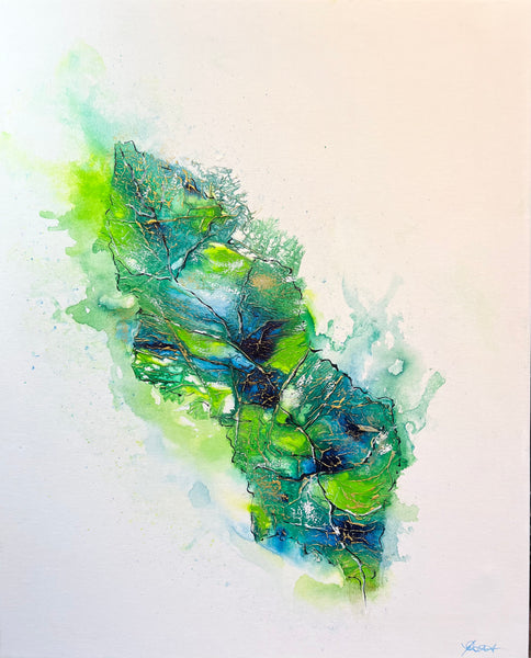 Ink & Mixed Media painting  ‘Leaf’ 2