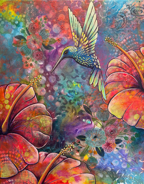 Painting- Hummingbird & Hibisus #2