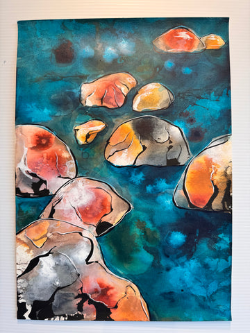 Painting on Photocard - Stepping Stones- A3 size