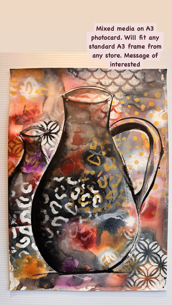 Painting on Photocard -Vessel- A3 size