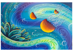 Painting - Seascape with Mussels & Jellyfish - 70 x 50cm